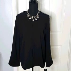 NWT ALFANI Black  Zip front Shirt Size M